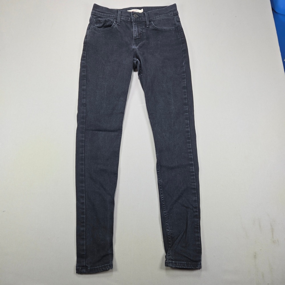 Levis Big E Jeans 710 Super Skinny Stretch Washed Black Denim Womens 28x30